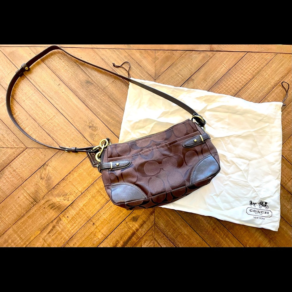 Beautiful Brown with Gold Accent Coach Crossbody Bag